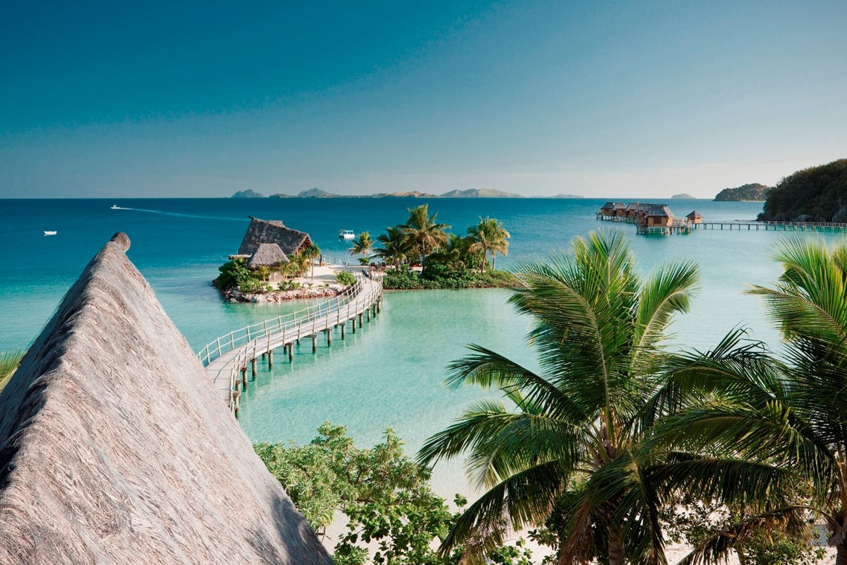 LikuLiku Lagoon Resort - View of Masima Island and Over-the-Water Bures