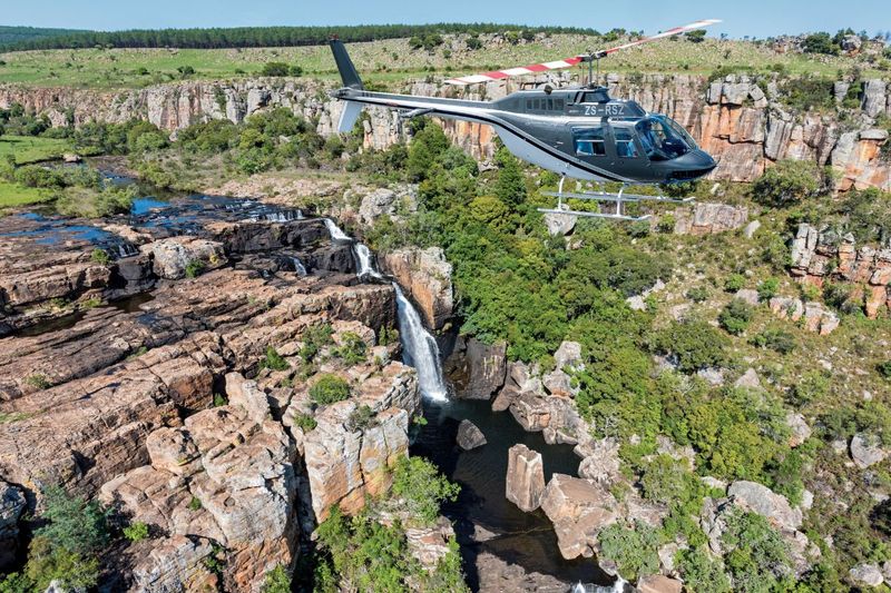 Helicopter tour of the Mpumalanga region waterfalls