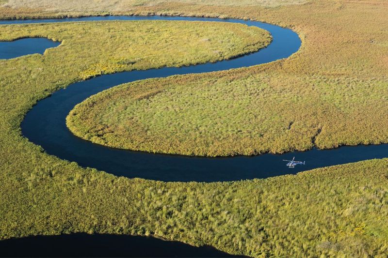 Scenic helicopter tour over Okavango Panhandle in Botswana