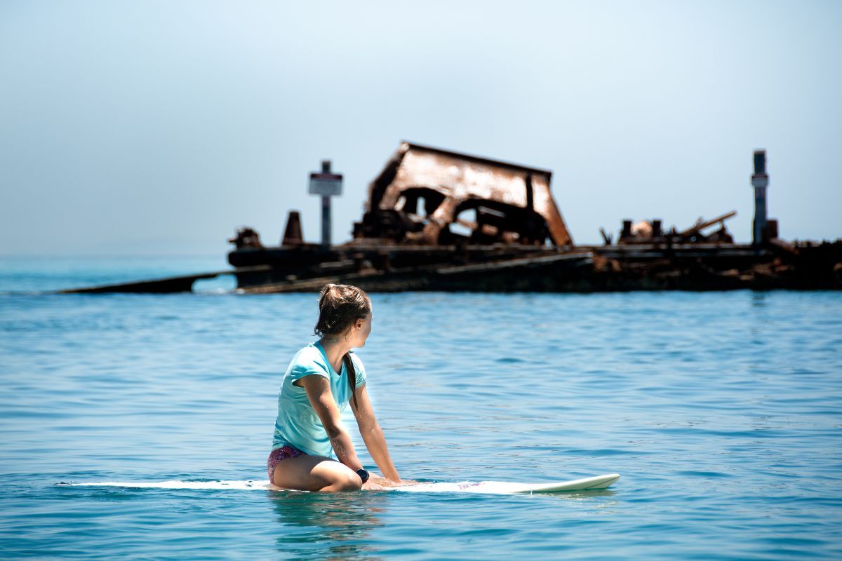 exploring the Tangalooma Wrecks by paddle board