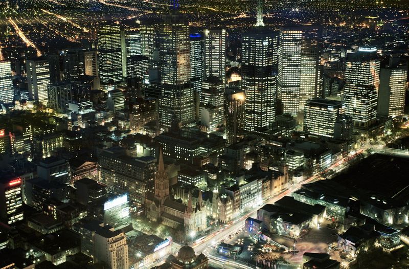 View of Melbourne at night from Eureka Tower | Photo Credit: Tourism Victoria