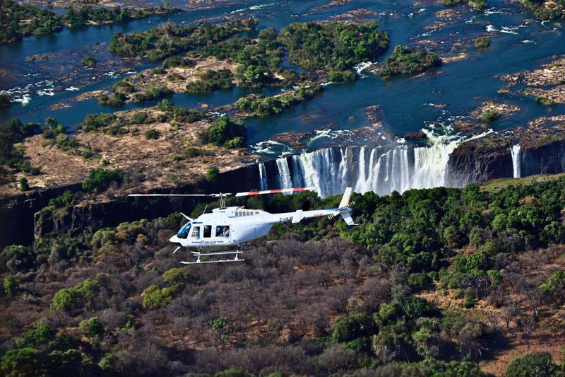 Helicopter tour over Victoria Falls in Zimbabwe