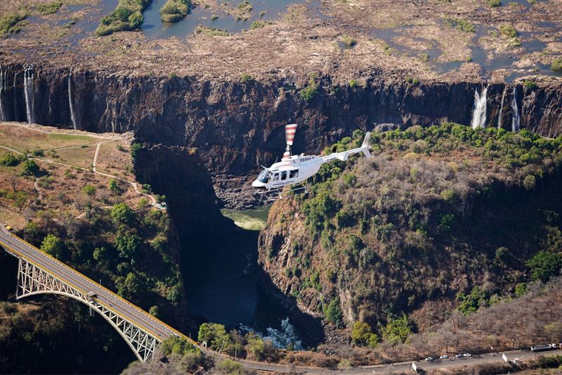 Helicopter tour over Victoria Falls in Zimbabwe