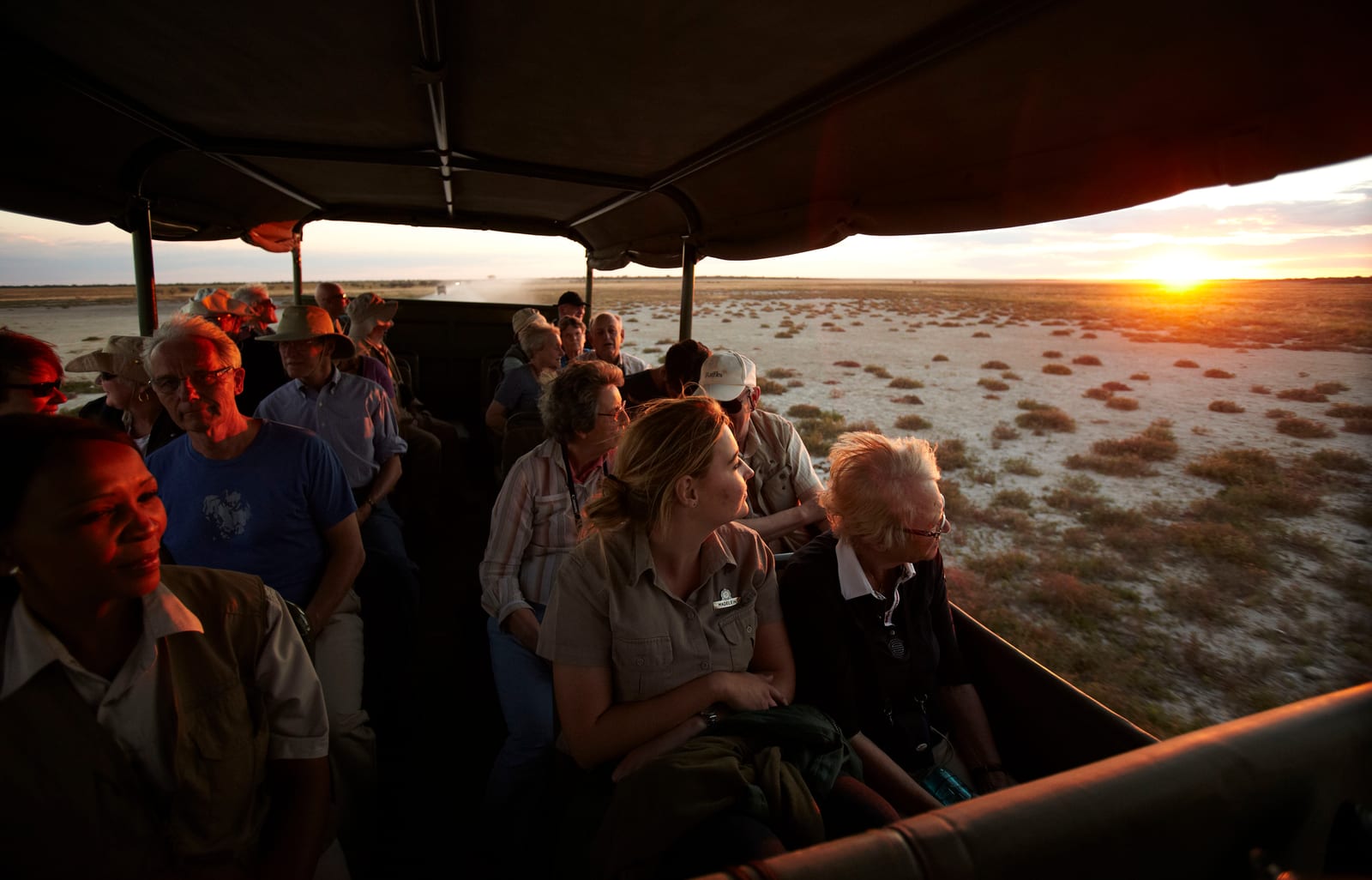 Sunset game drive near Etosha National Park on the Namibia Safari journey