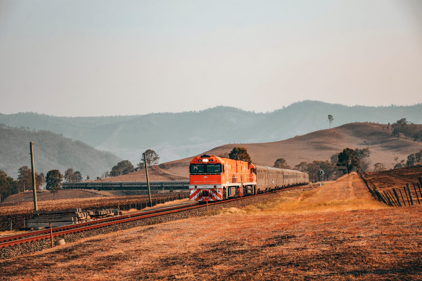 The Great Southern train in the Queensland countryside near Glenapp