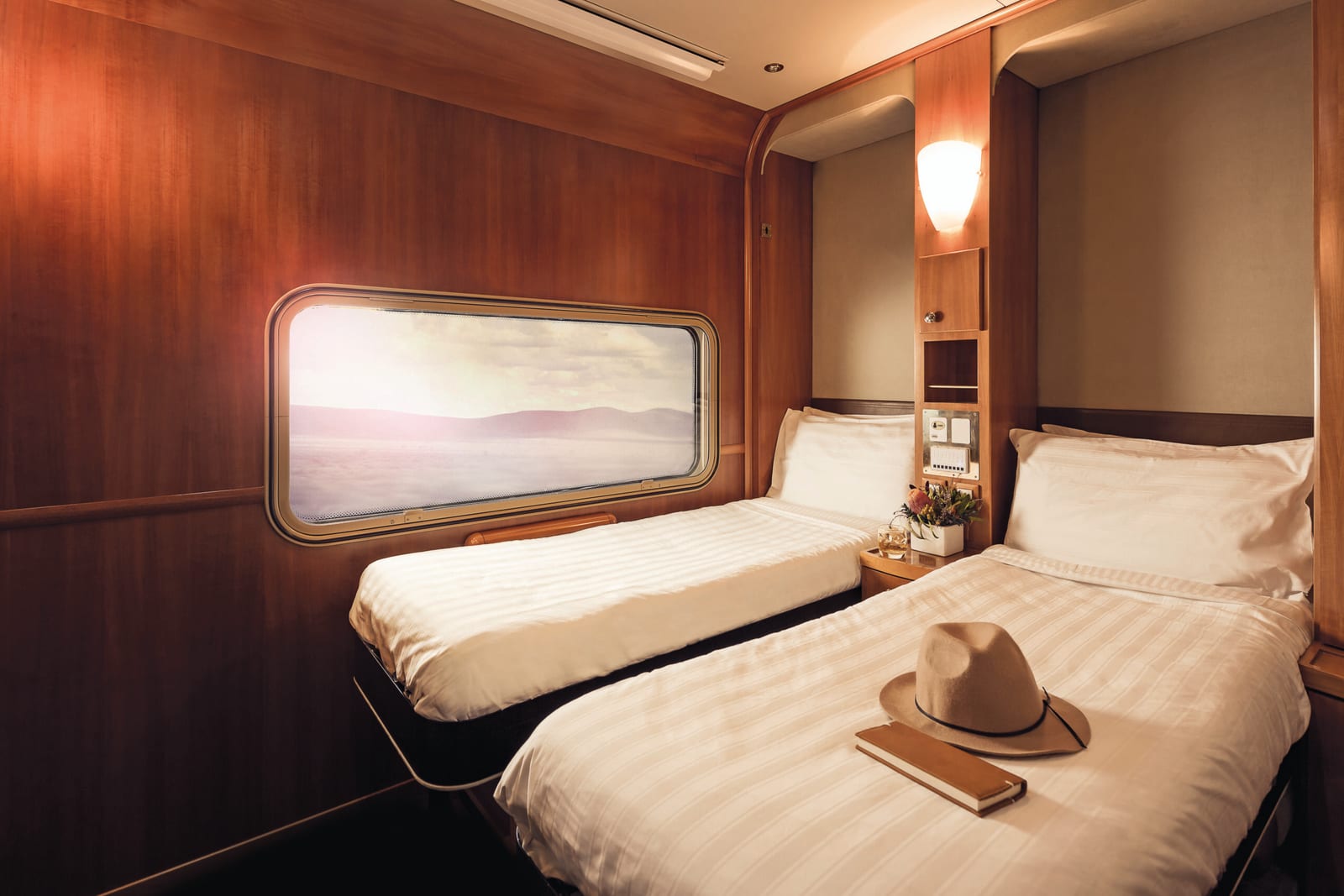 A Platinum Service cabin interior on a Journey Beyond Rail train