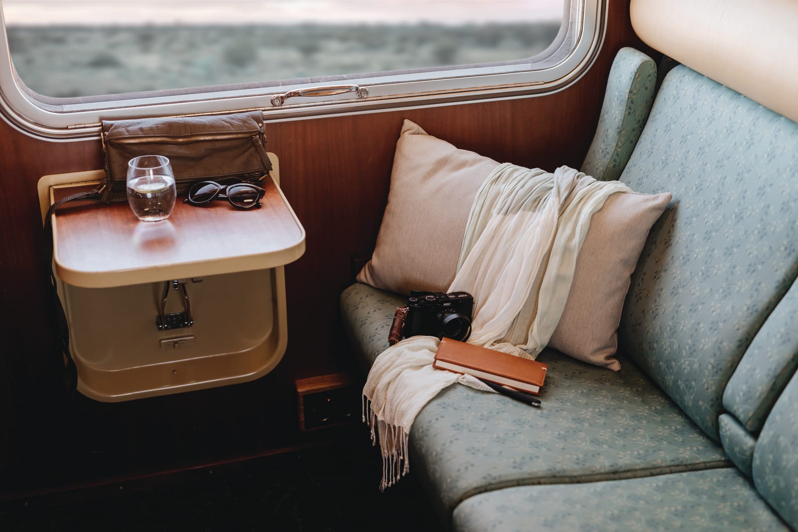 Interior of a Gold Service cabin by day aboard a Journey Beyond Rail train