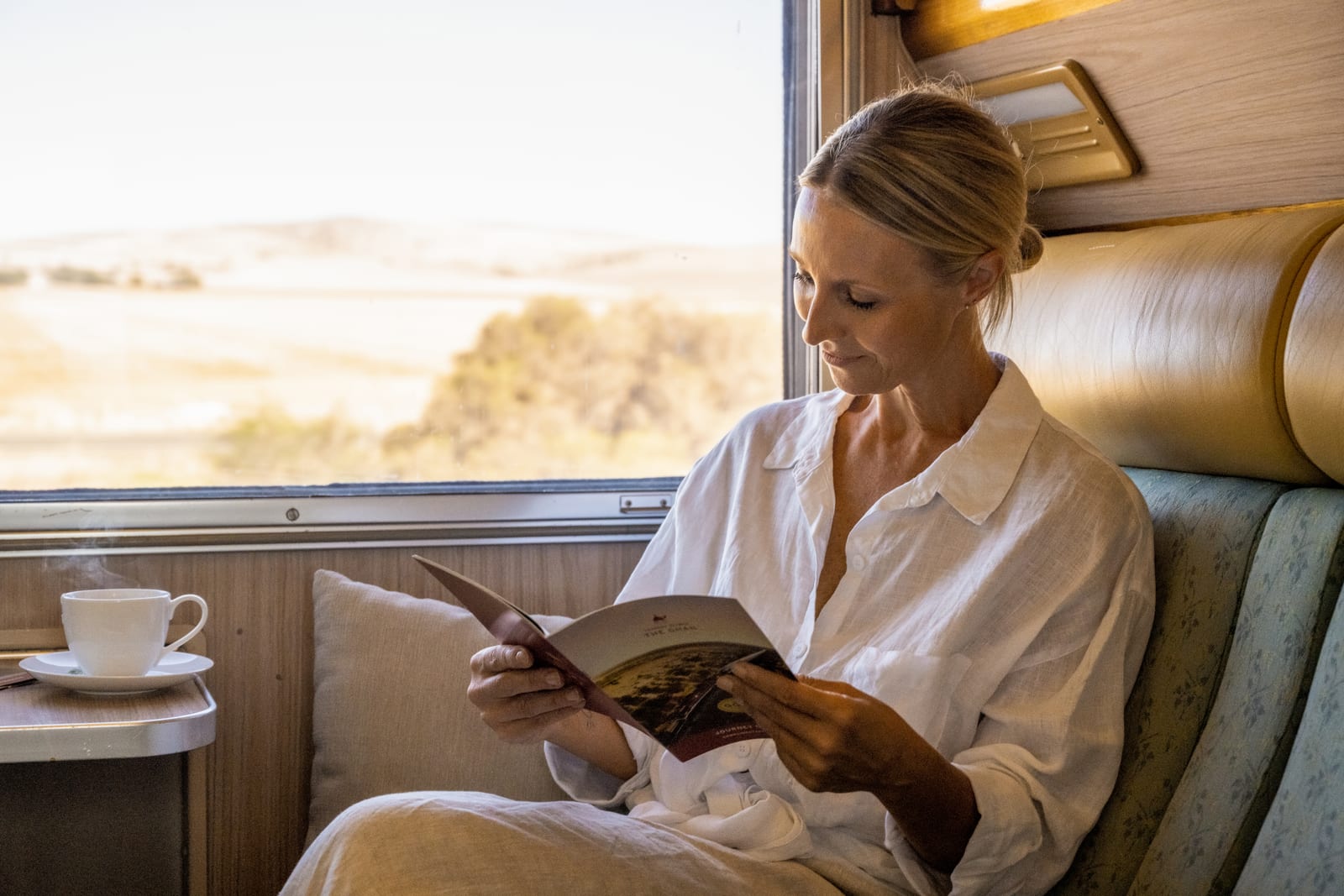 Gold-tier cabin interior aboard a Journey Beyond Rail train