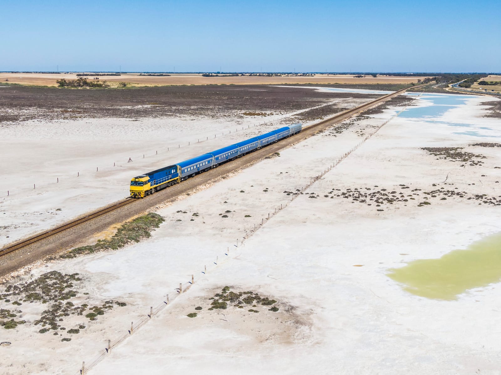 Dry salt lake landscape in South Australia along The Overland's route